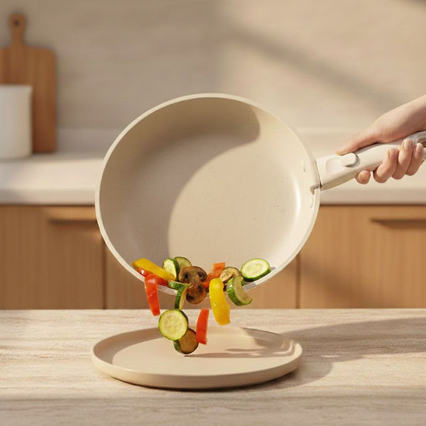 La comida se desliza sin esfuerzo para cocinar y limpiar fácilmente.