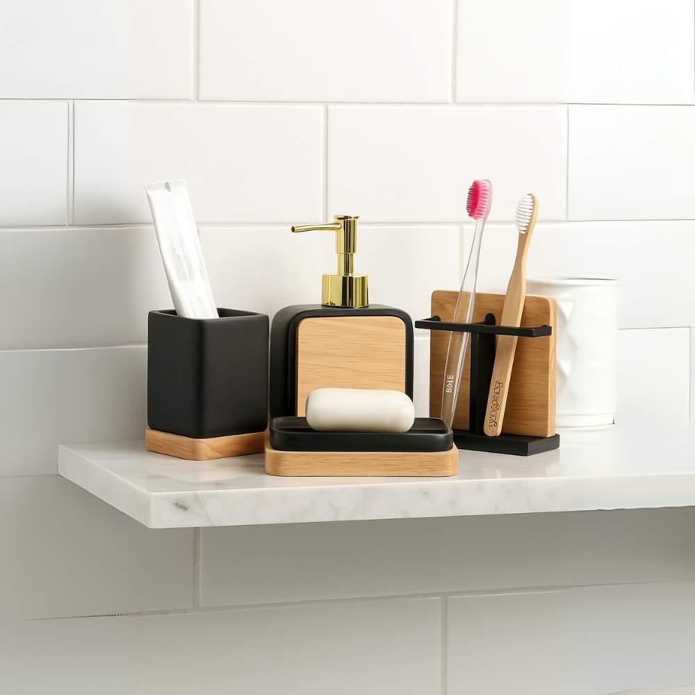 Juego de Accesorios Para Baño Bambú