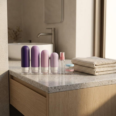 Set de Botellas de Silicona Rellenables para Viaje con Estuche