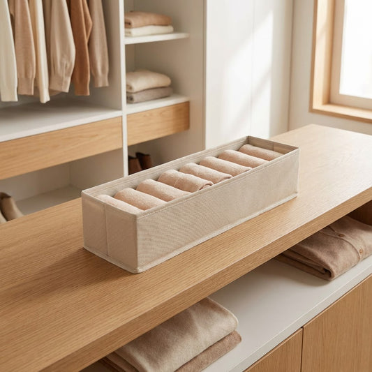 Caja organizadora de ropa con divisiones para armario. Organizador de pantalones y camisas de tela plegable para cajones y estantes.