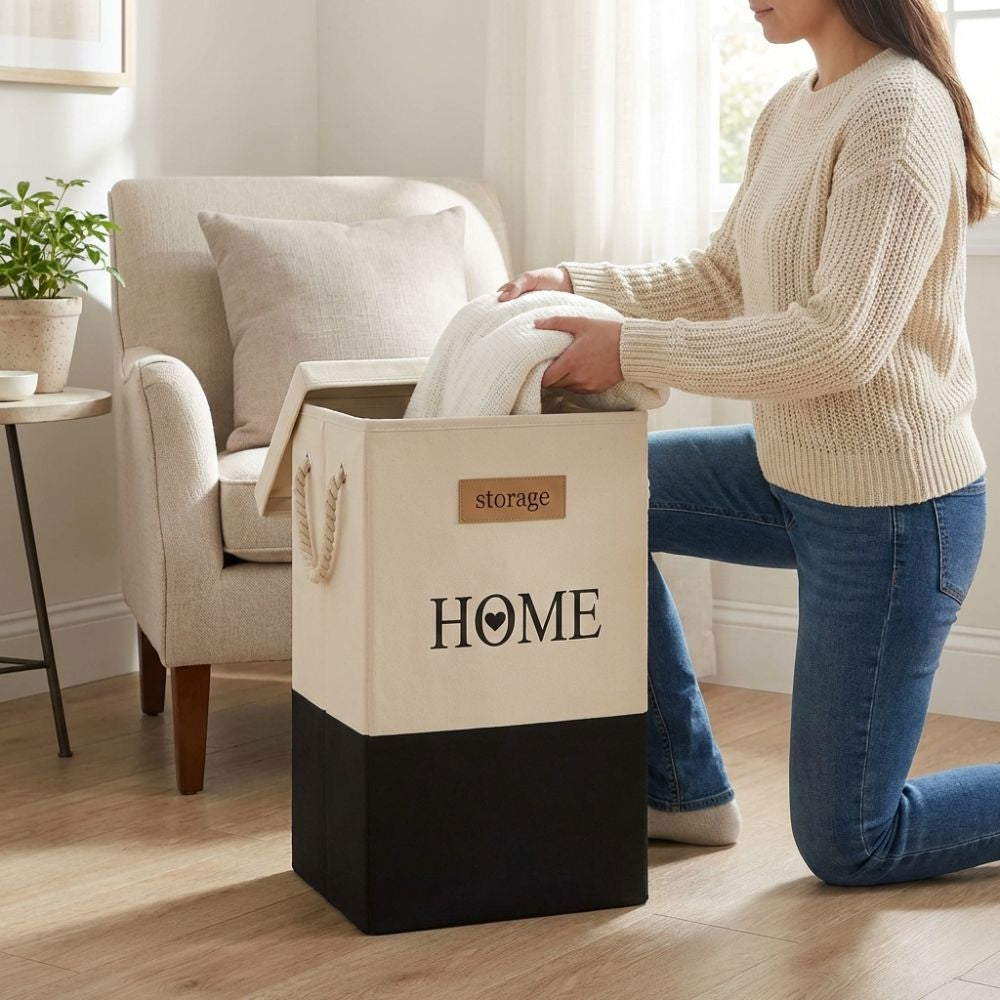 Canasto Organizador Plegable con Tapa HOME