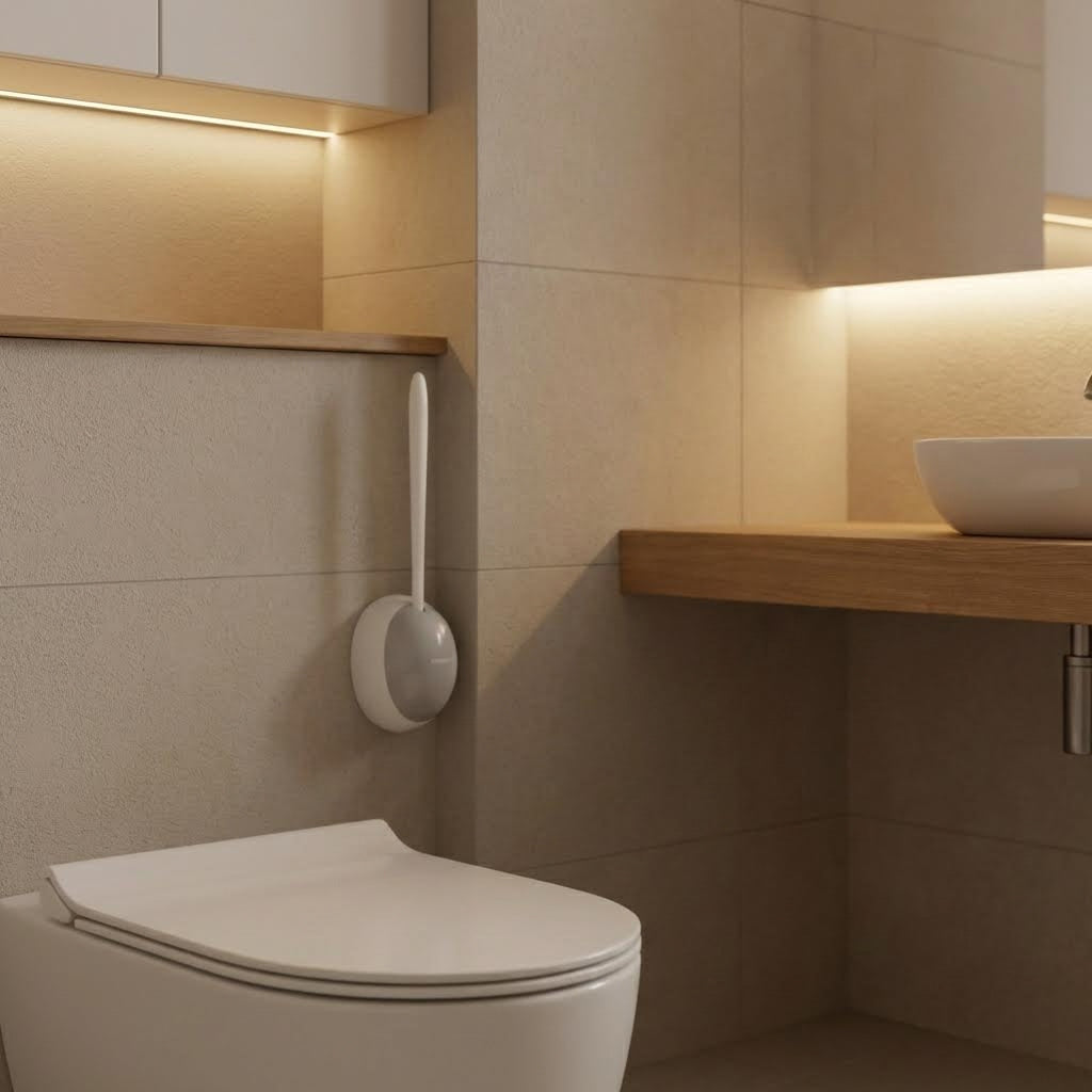 Escobilla de baño de silicona flexible con soporte. Cepillo de limpieza para inodoro de caucho antibacteriano que no atrapa residuos