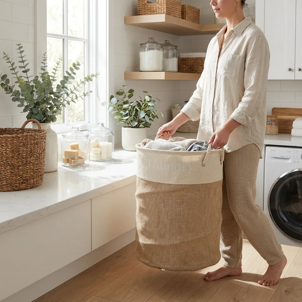 Cesta Retractil con Maya para Ropa