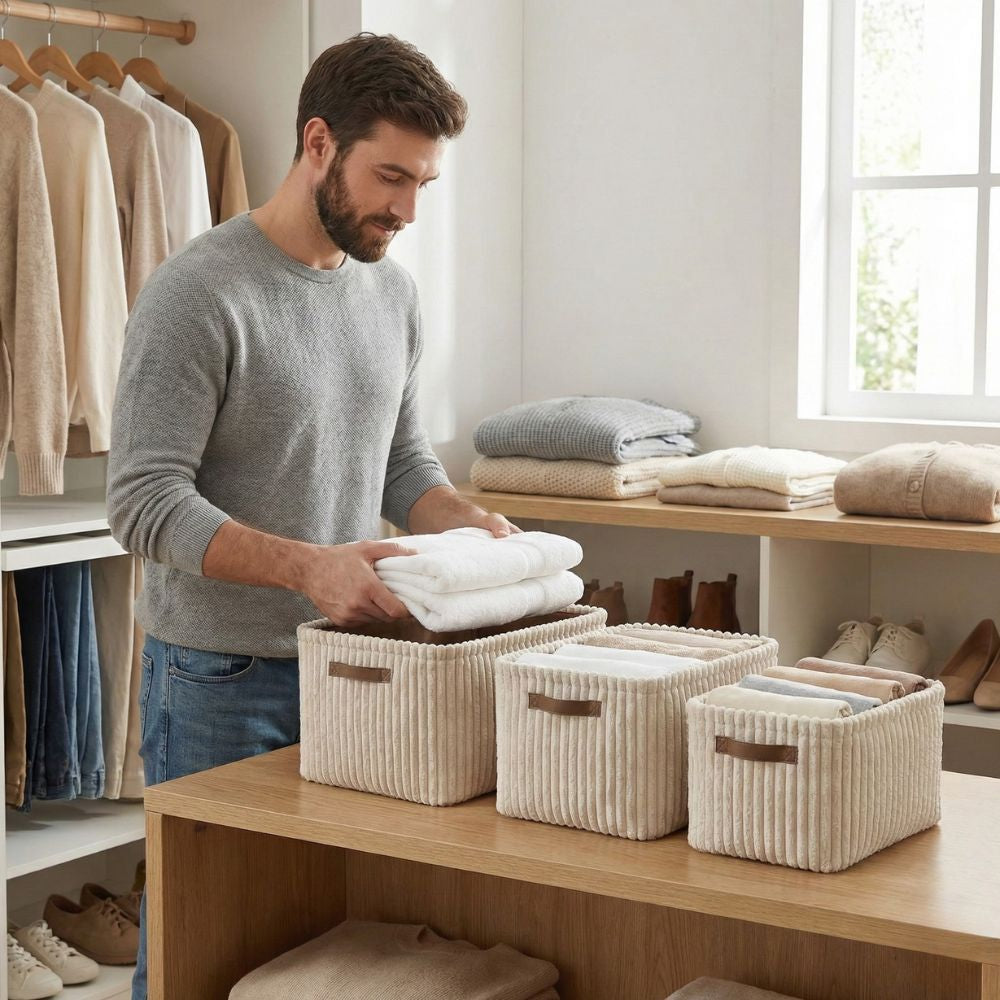 Cestas de Almacenamiento Organizador de Estantes x3