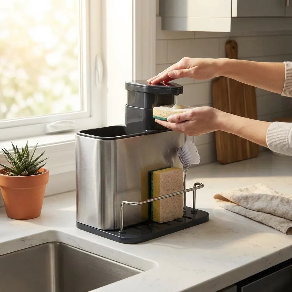 Dispensador de Jabon con Soporte para Esponja