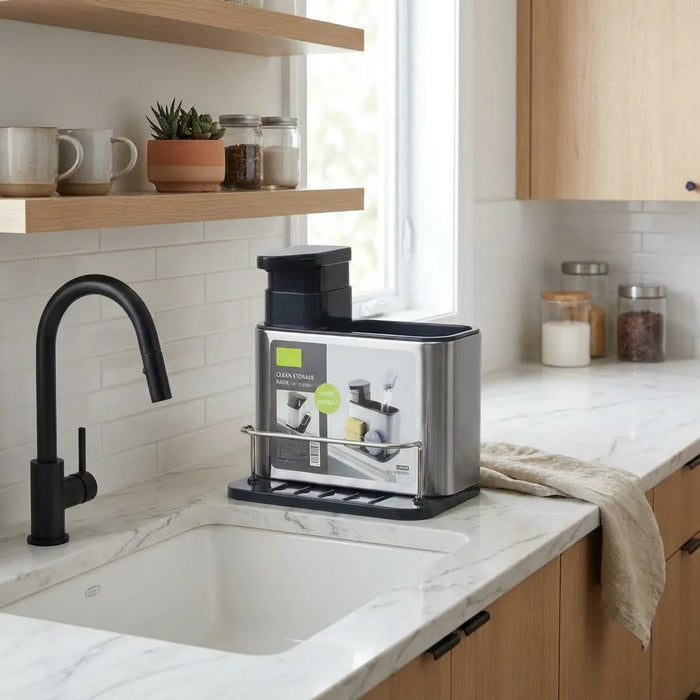 Dispensador de Jabon con Soporte para Esponja