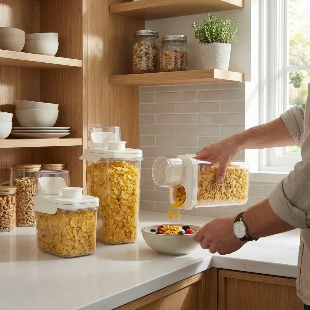 Set de 3 Recipientes Herméticos Almacenamiento de Alimentos