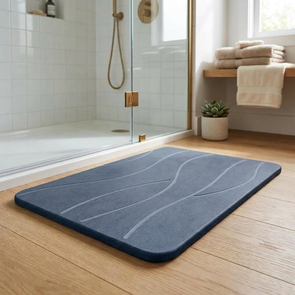 Tapete de baño de tierra de diatomeas Ecomat Nature. Alfombra rígida de secado rápido ultra absorbente y antibacteriana