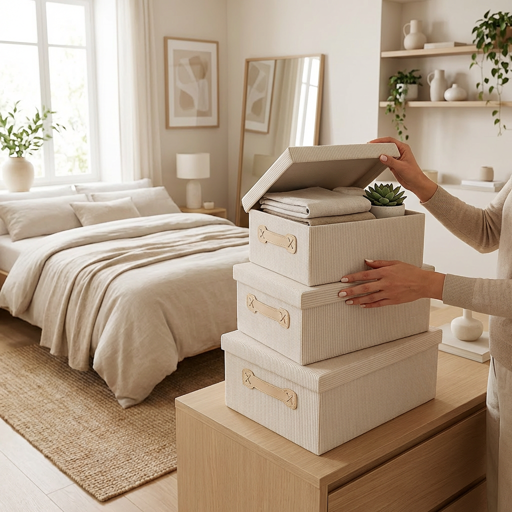 Juego x3 Cestas Organizadoras Apilables Rectangular