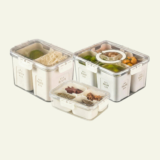 ZenTupp Set Esencial: 3 organizadores para nevera (Grande Tipo A, Mediano y Pequeño Tipo B)